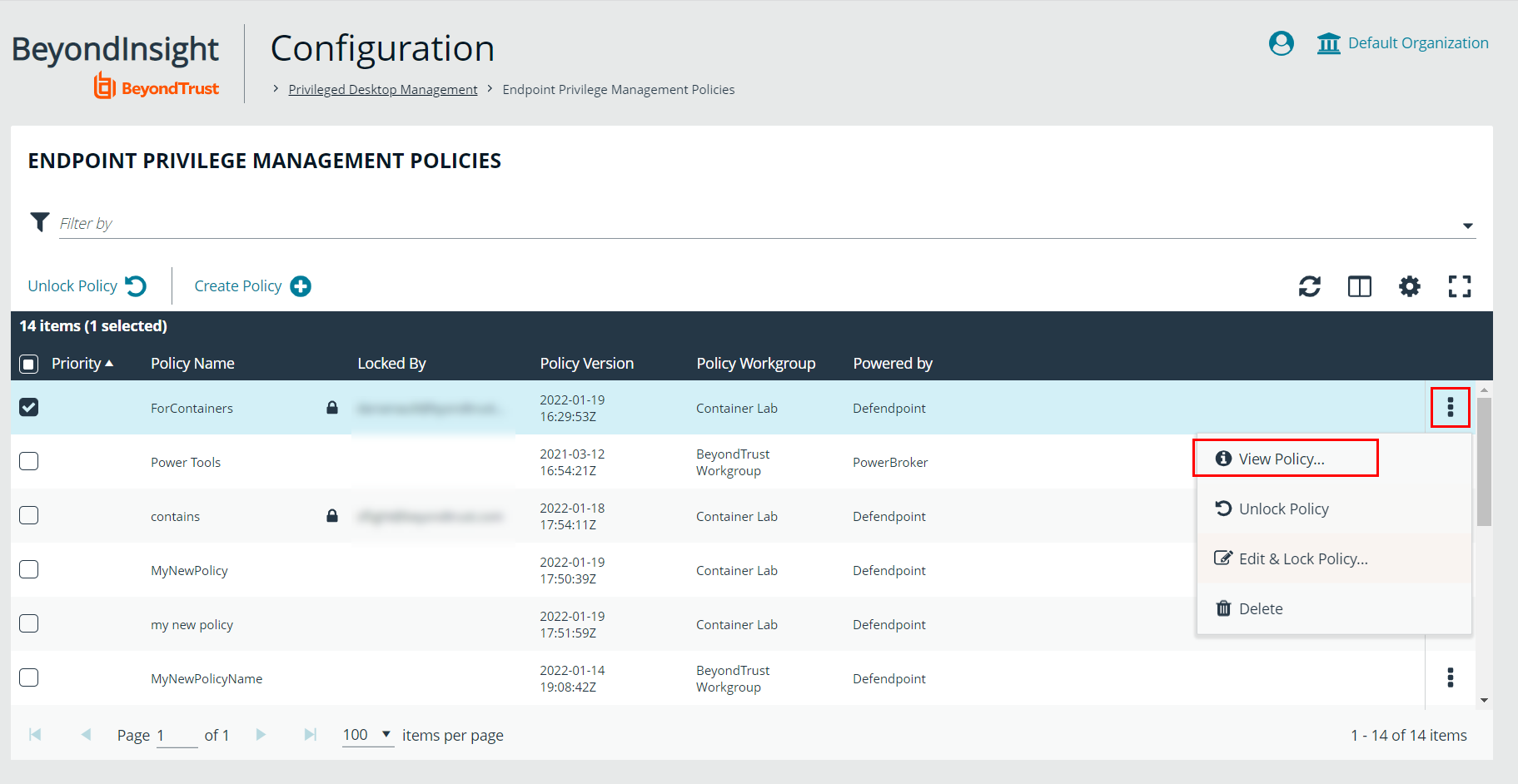 Manage Endpoint Privilege Management Policies: Web Policy Editor