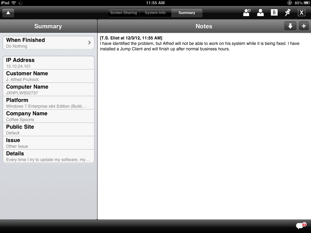 Summary Information - iPad