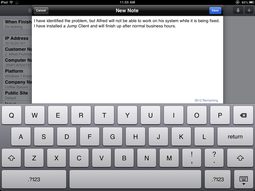 Add Note - iPad